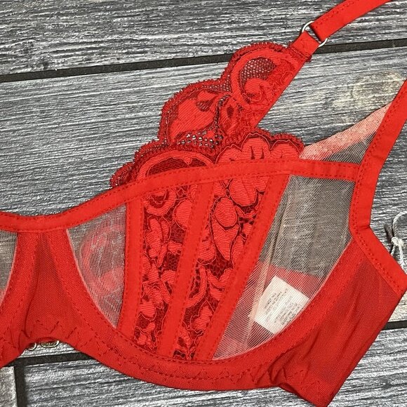 NWT HAH X Free People Red Caged Up Bra 30-38B 30B 32B 34B 36B 38B Blood Orange - Picture 3 of 14